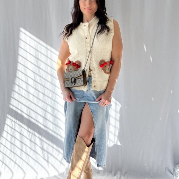 Sofie The Label | Teddy Bear Button Down Knit Vest | Cream - Picture 4 of 16
